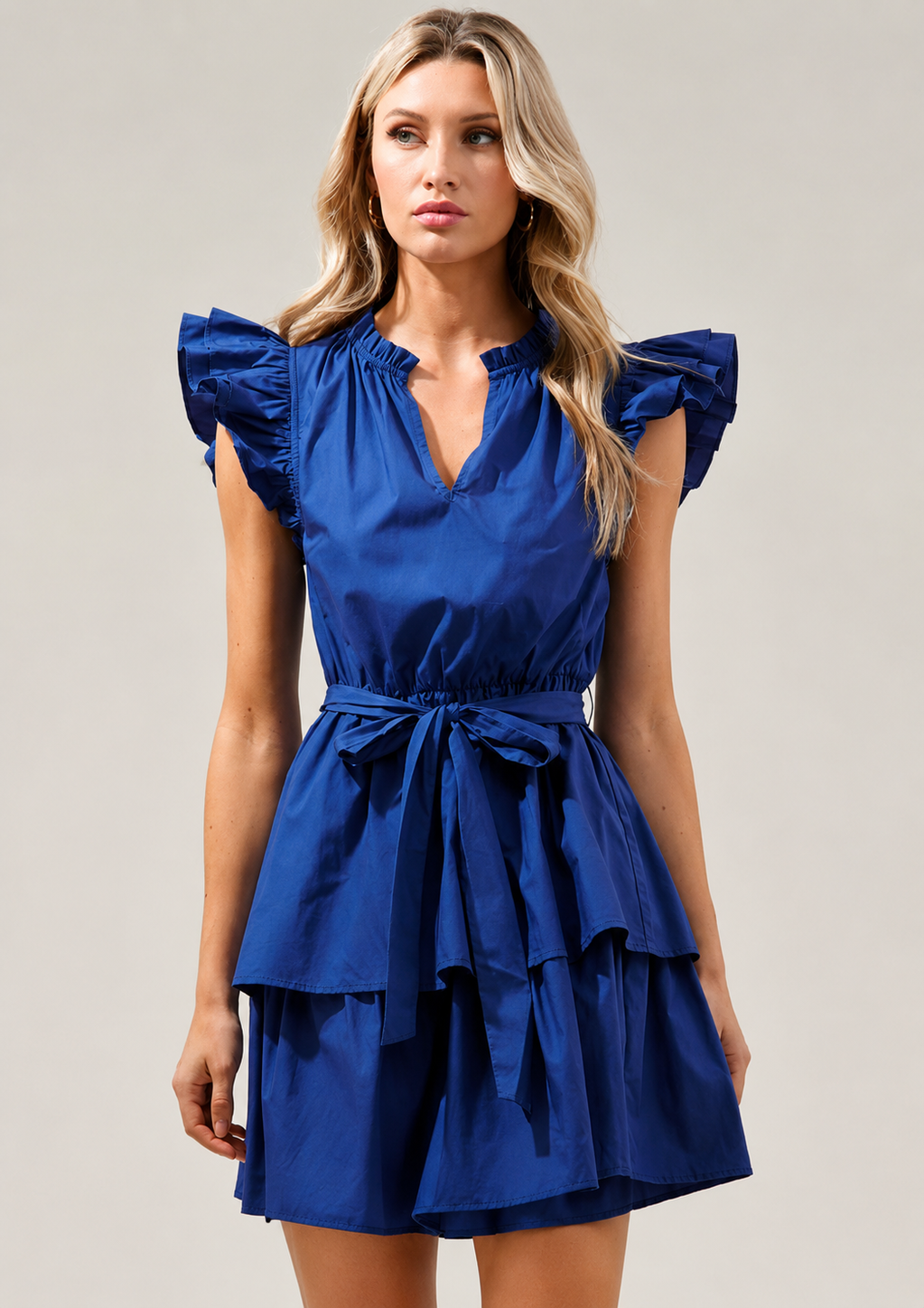 Royal Blue Ruffle Mini Dress