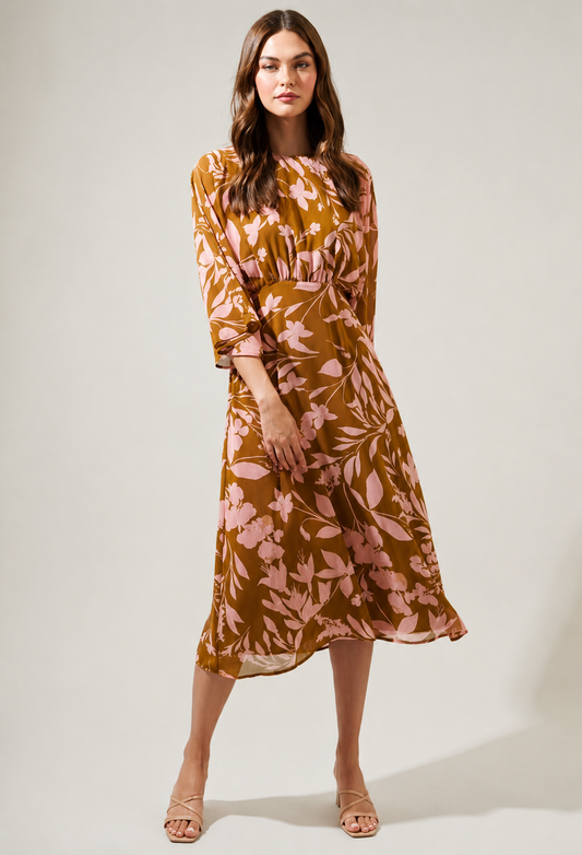 Autumn Bloom Midi Dress