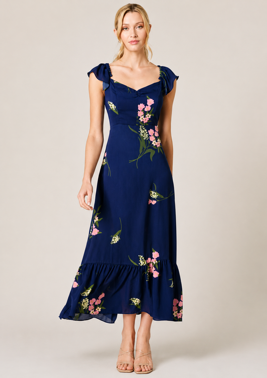 Navy Bloom Maxi Dress