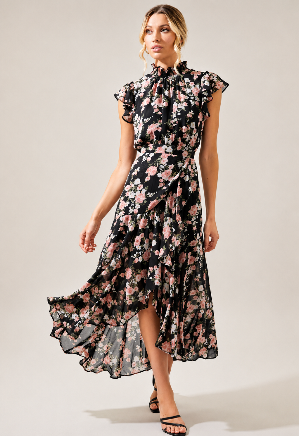 Black Blossom Maxi Dress