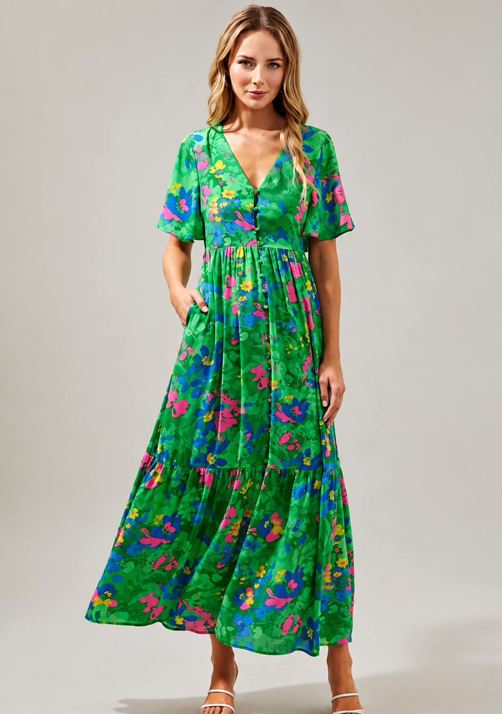 Emerald Bloom Maxi Dress