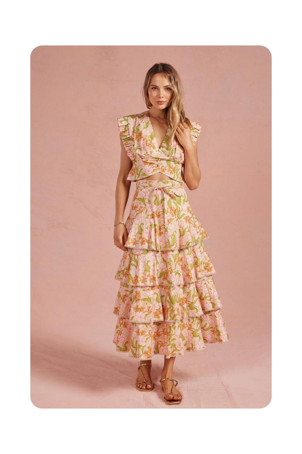 Floral Tiered Cutout Maxi Dress