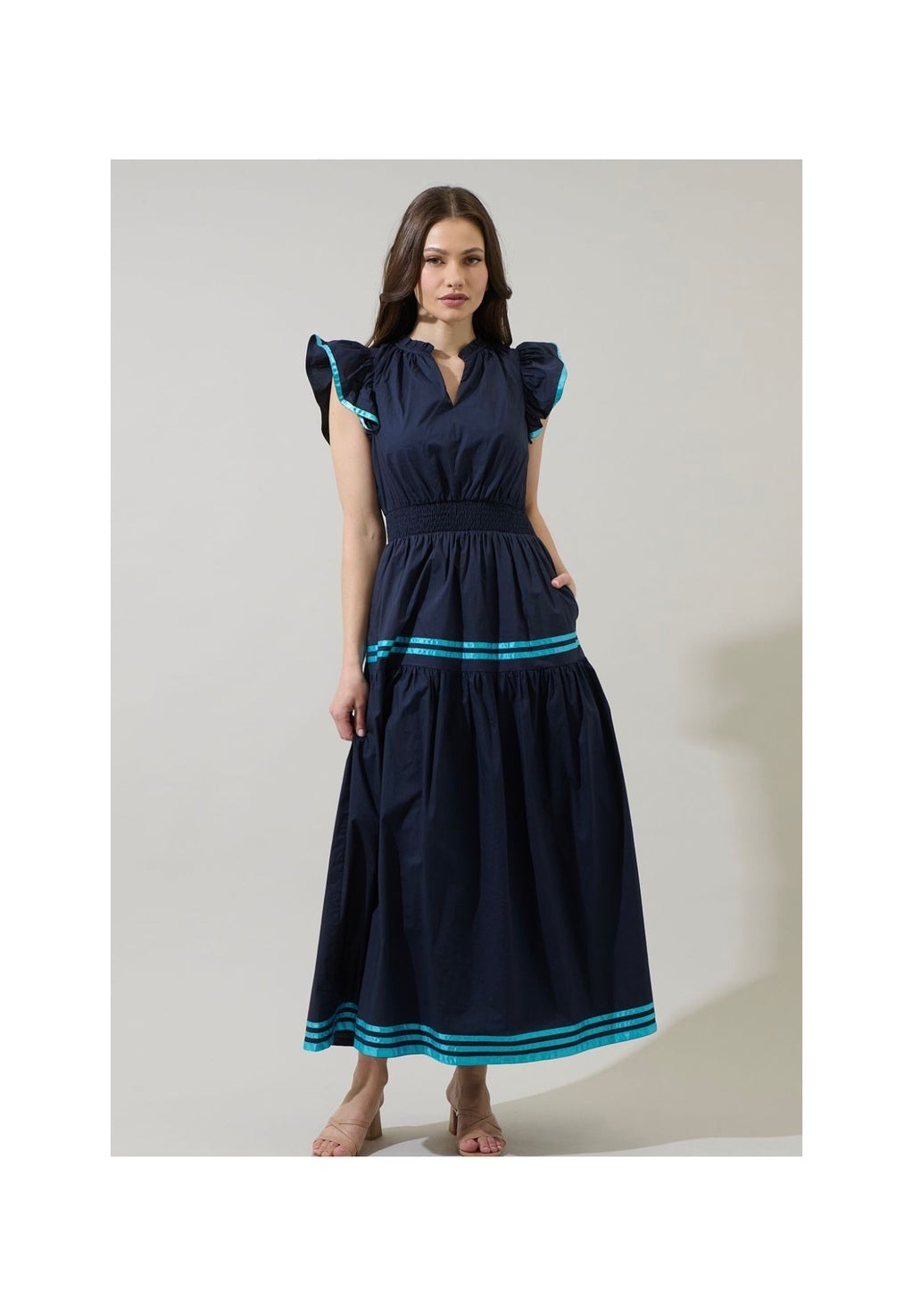 Teal Paisley Shirt Maxi Dress